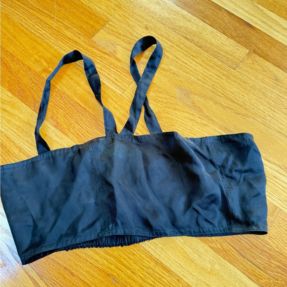 Nicholas K Black Bandeau silk like crop top one of a kind sample $295